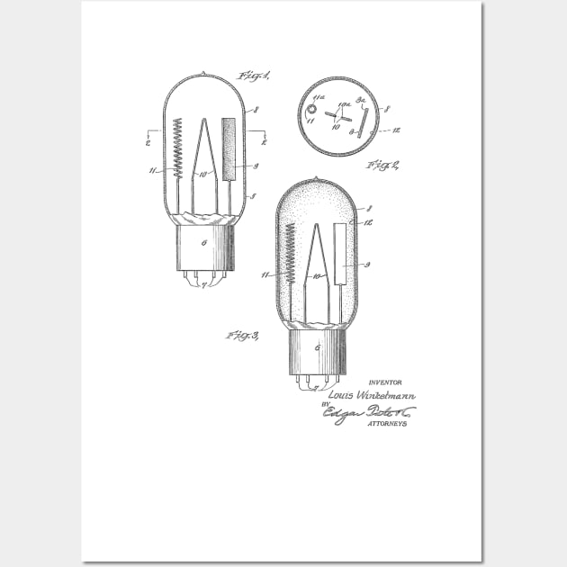 Vacuum Tube Vintage Patent Hand Drawing Wall Art by TheYoungDesigns